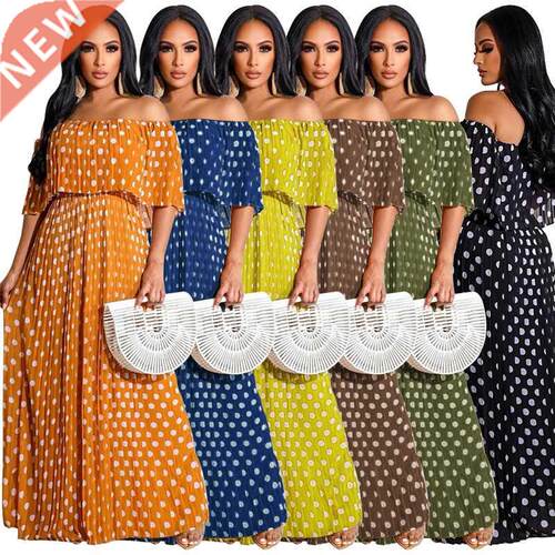 S-5xl Full-size MM Polka Dot Print One-line dress for ladies