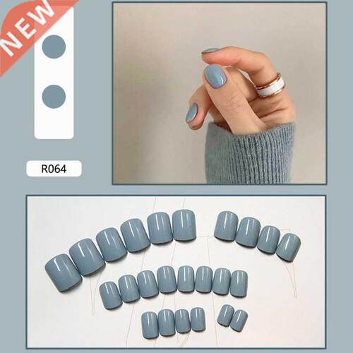 24PCS Fake Nails With Glue Daisy Long Detachable French Stic