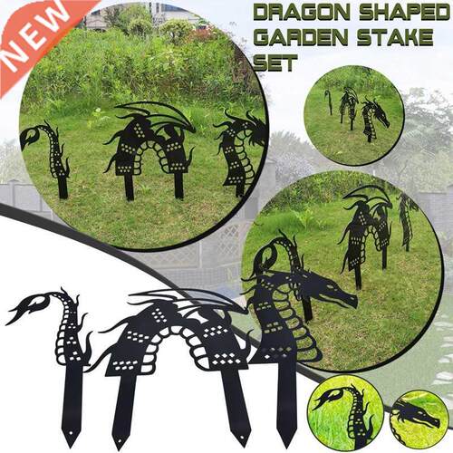 Packs Dragon Silhouette Black Acrylic Decorative Garden St