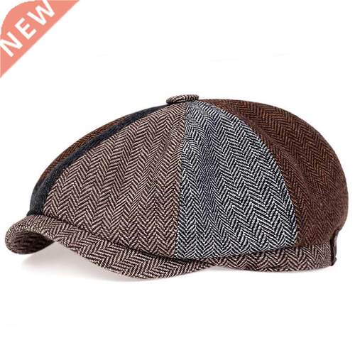 Retro Herringbone Newsboy Caps Men newsboy hat Stitching ber