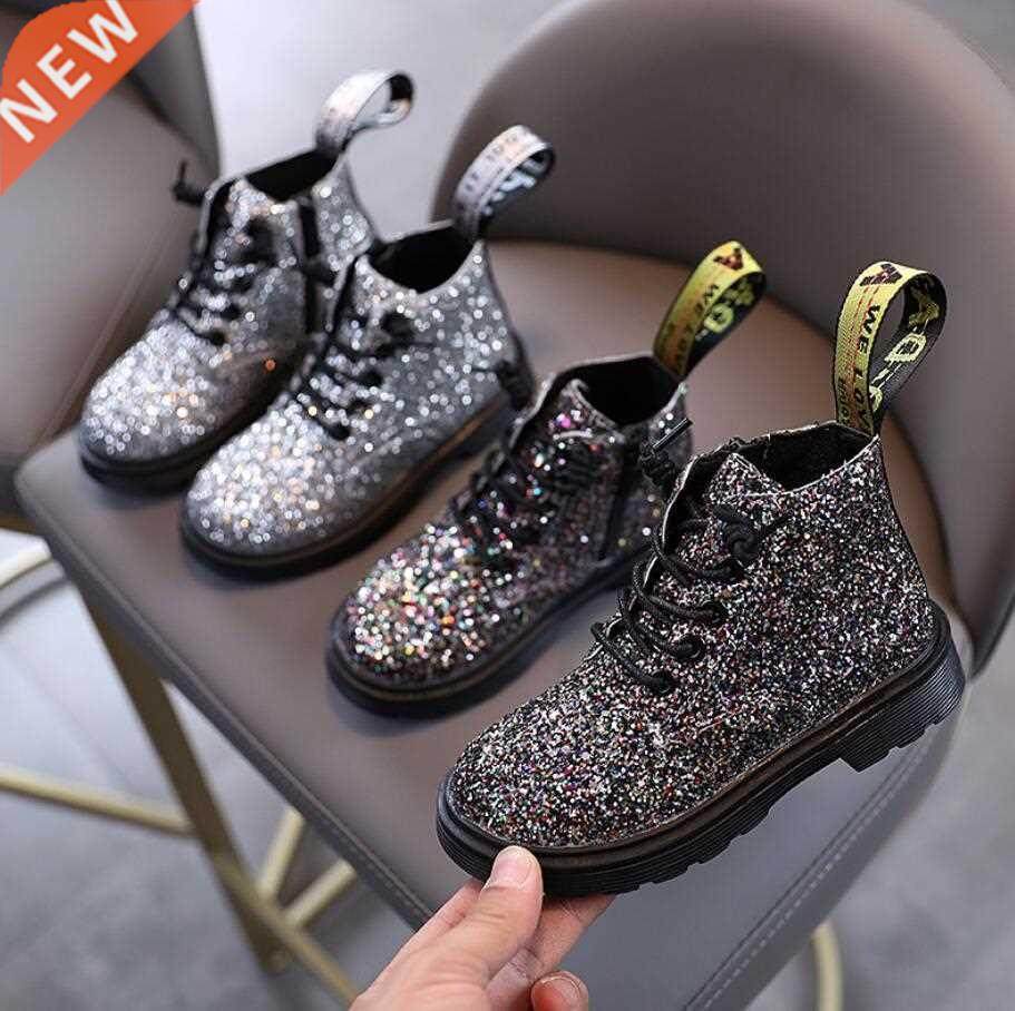 2020 new autumn girls boys short fashion boots leather bling