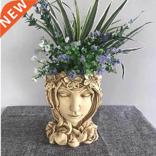 Resin Imitated Character Shape Flowerpot for Office Home