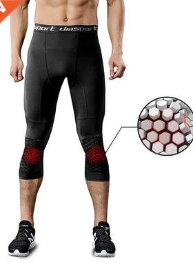 Men's Running Tight Pants With Honeycomb Anti-collision Knee