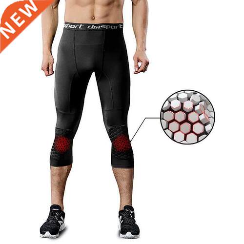 Men's Running Tight Pants With Honeycomb Anti-collision Knee