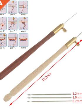 1 Set Wooden Handle Tambour Crochet Hook with  Needles Fren