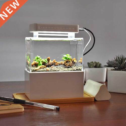 Upgraded Mini Plastic Fish Tank LED Light Desktop Aquarium F