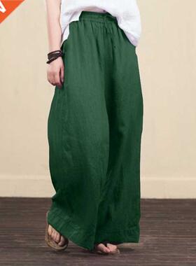 Wide Leg Pants Casual Cotton Linen Loose Women's Trousers Fa
