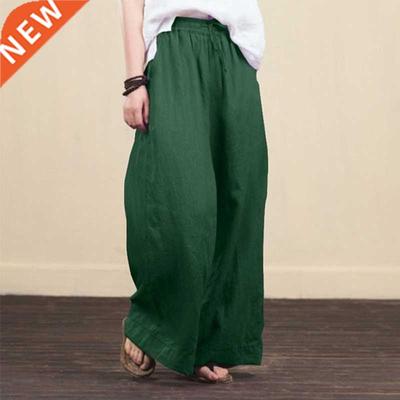 Wide Leg Pants Casual Cotton Linen Loose Women's Trousers Fa