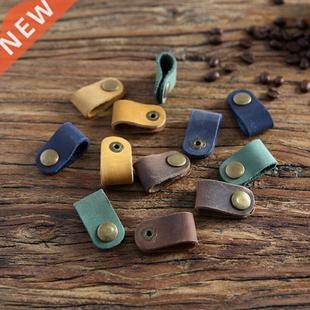 1PCS Portable USB Cable Cord Leather Winder Headphone Case K