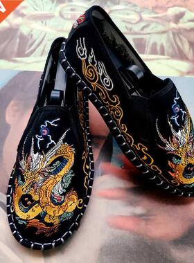 Old Beijing Cloth Shoes Embroidery Flower Social Guy Male Mo