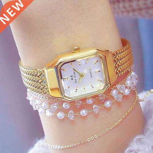 BS New Women Watch Gold Colour Fashion Simple Quartz Watch F