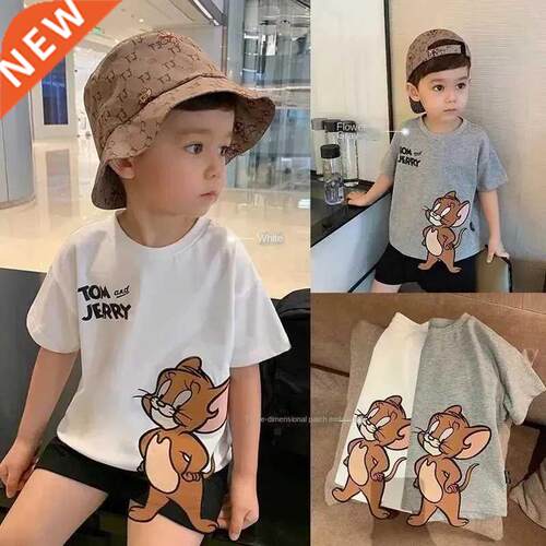 Summer Boys and Girls Cartoon Embroidery Printed Short Sleev