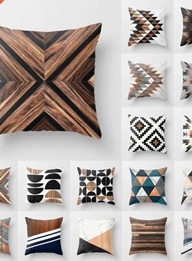 Creative Wood Texture Marble Pillows Cases Modern Nordic Geo