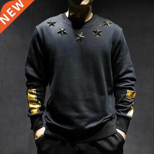 High quality new men's rivet star hoodie slim men's hoodie j