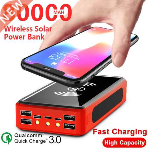 80000mAh Solar Wireless Power Bank With4 USB LED Portable Po