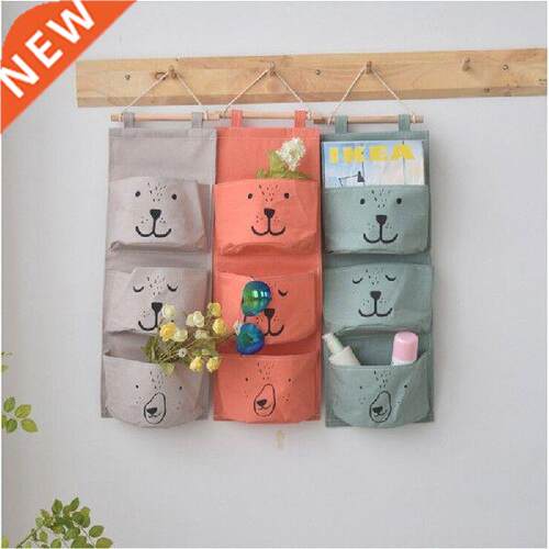3 Pockets Cute Wall Mounted Storage Bag Closet Organizer
