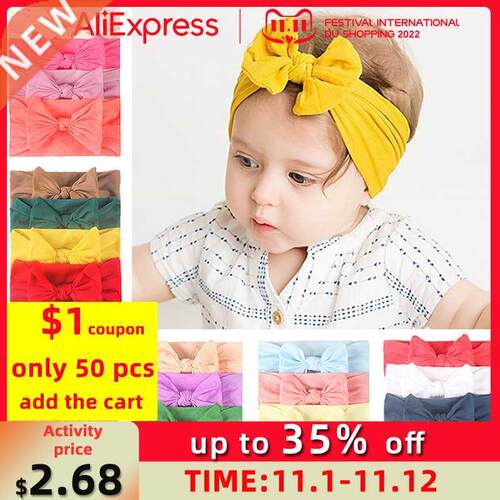 3/4/5/6Pcs/set Cute Bowknot Baby Headband Turban Solid Color