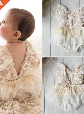 Newborn Baby Girls Rompers Summer Autumn Lace Flower Backles