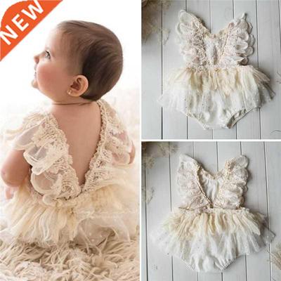 Newborn Baby Girls Rompers Summer Autumn Lace Flower Backles