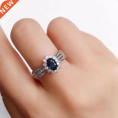 Classic 925 Silver Sapphire Engagement Ring for Woman 4mm*6m