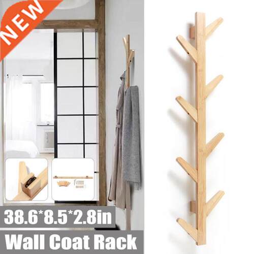 98CM Coat Rack Wall Solid Wood Wall Hanging Living Room Bedr