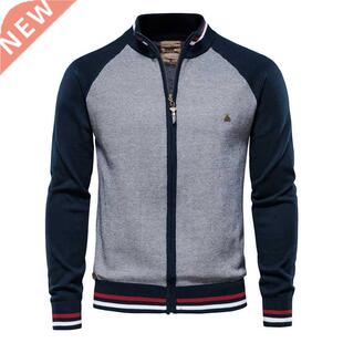 AIOPESON Spliced Zipper Cardigan Men Streetwear Casual High