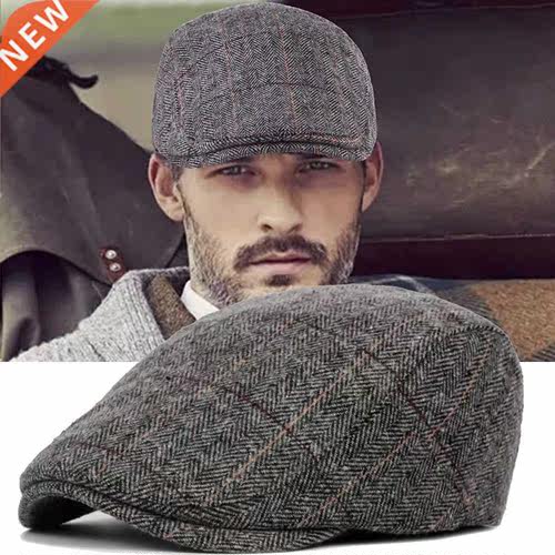 Classic Plaid Stripe Newsboy Cap for Men Women Winter Cotton