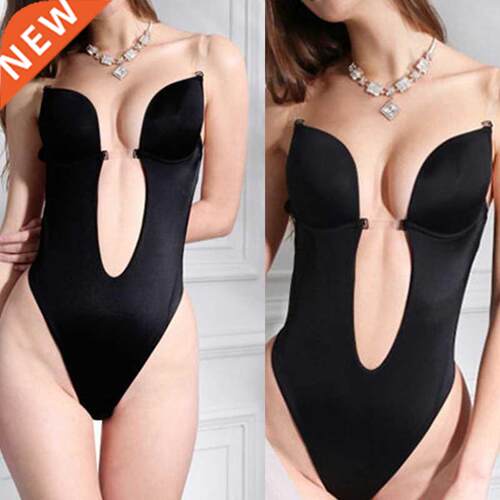 Women U Plunge Backless Bodysuit Push Up Body Shapewear Top