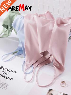 Spaghetti Strap Top Women Halter V Neck Basic White Cami Sl