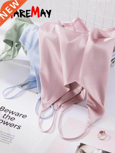 Spaghetti Strap Top Women Halter V Neck Basic White Cami Sl
