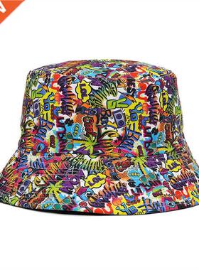 2022 New Summer Graffiti Bucket Hat for Women Men Skull Flor