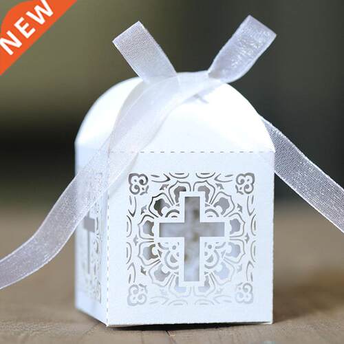 50/100pcs Lace Cross Candy Box Easter Favor Gift Packaging B