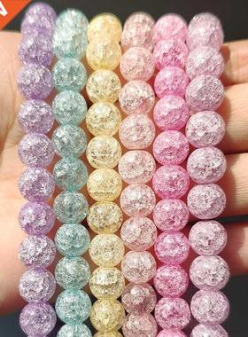 White Snow Cracked Crystal Beads 6/8/10mm Multicolor Round L