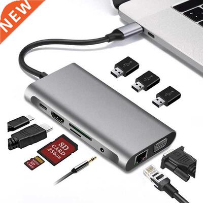 USB Type C Hub Type-C To HDMI 4K VGA Adapter RJ45 Lan Ethern