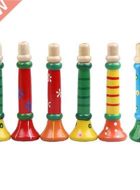 1pc Colorful Wooden Musical Toys Montessori Trumpet Buglet