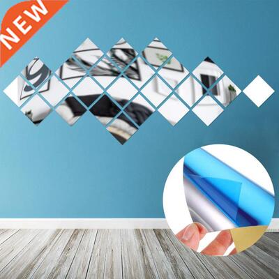 40PCS DIY 3D Mirror Wall Stickers Acrylic Decorative Wall Mi