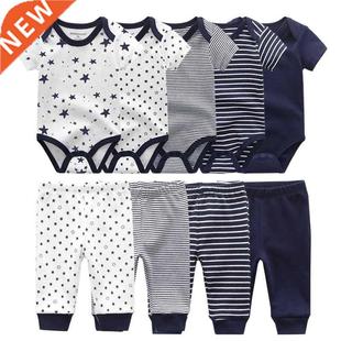 6/9PCS Baby Girl Clothes Newborn Unisex Solid Bosuits+Pant