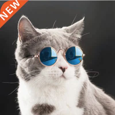 Pet Products Lovely Vintage Round Cat Sunglasses Reflection