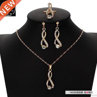 Wedding women crystal diamond earrings necklace jewelry set