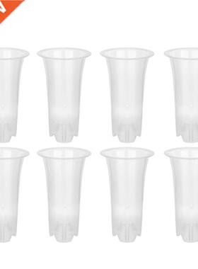 5 Inch 8Pcs Clear Flower Pot Planter Plastic Orchid Pot with