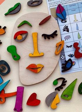 Wooden Montessori Toy Face Puzzle Toys For Children  Crea