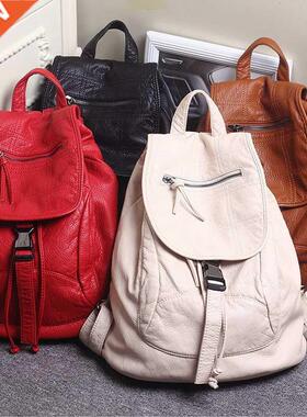 Luxury Famous Brand Designer Washed Leather Women Backpack F
