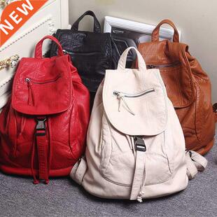 Luxury Famous Brand Designer Washed Leather Women Backpack F