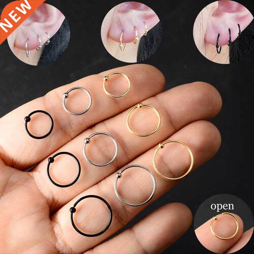 2PCS /Pack Surgical Steel Captive Bead Ring Ear Hoop Nose Ri