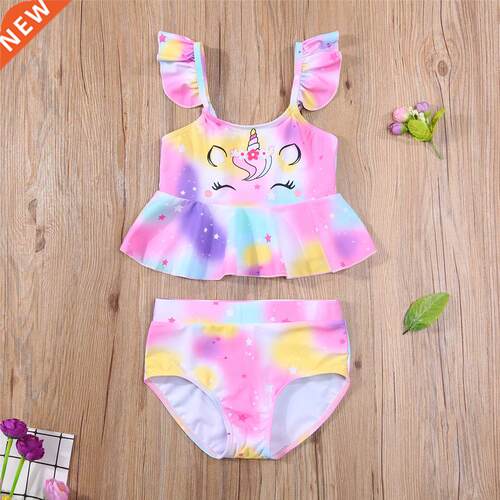 Newe Arrival Girl's Two Piece Swimsuit Children Unicorn Pa