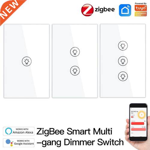 1/2/3 Gang Tuya APP Voice Control Zigbee Dimmer Smart Househ