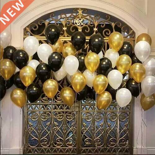 0pcs/lot 10inch 1.5g Gold Black Silver Latex Helium Balloon