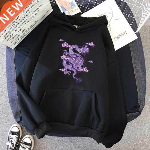 Dragon Print sweatshirt Women hoodie Cute Hip hop Oversized