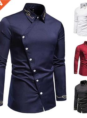 New Hollow European Size Men's rend Embroidered Asymmetric L