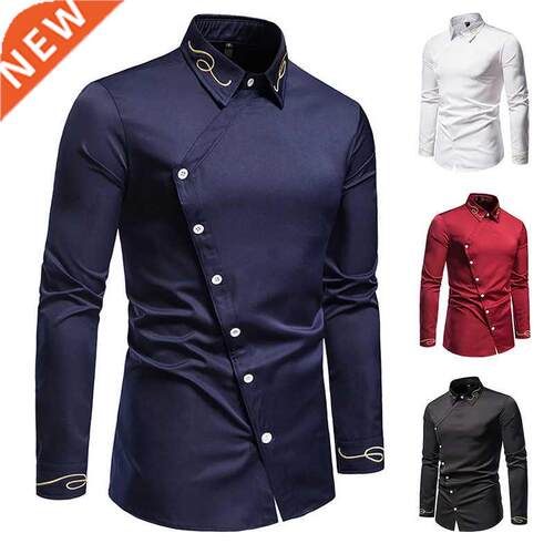New Hollow European Size Men's rend Embroidered Asymmetric L